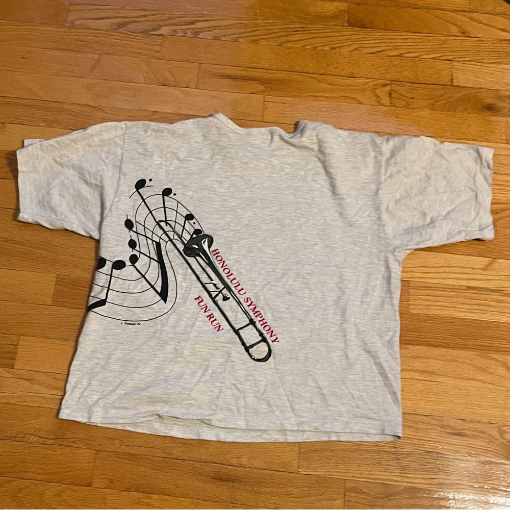 Vintage gray white heather crewneck Honolulu fun run tee one size - Picture 8 of 10